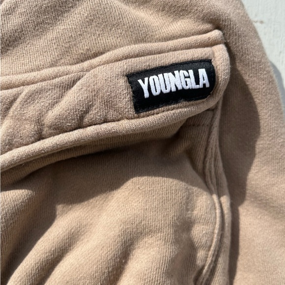 Men's YoungLA Joggers Beige Cargo Solid S City Street Gym Casual Athleisure - Picture 12 of 12